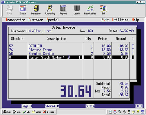 Keystroke POS For Windows